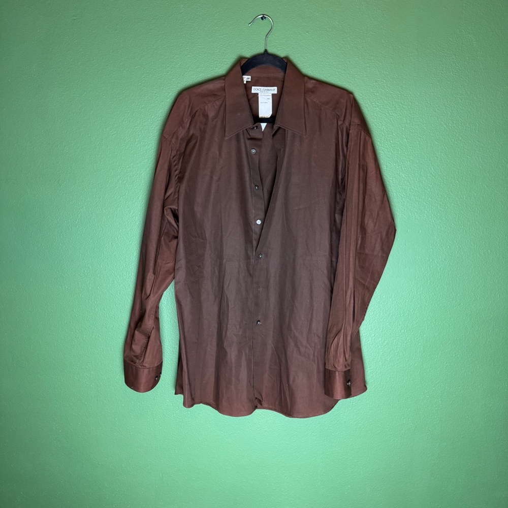 Dolce & Gabbana Brown Long Sleeve Button Down Collared Dress Shirt Size 43/17